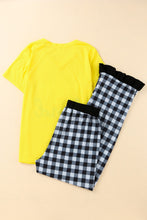Load image into Gallery viewer, Graphic Tee and Plaid Pants Lounge Set
