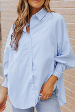 Load image into Gallery viewer, Trendy Pin Striped Collard Dolman Button down Shirt
