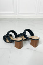 Load image into Gallery viewer, SODA Interwoven Ideas Braided Strap Block Heel Slide Sandal in Black
