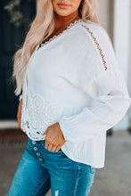 Load image into Gallery viewer, Spliced Lace High-Low Blouse
