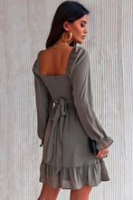 Load image into Gallery viewer, Smocked Long Flounce Sleeve Ruffle Hem Dress

