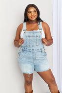 Judy Blue Full Size Raw Hem Denim Overall Shorts