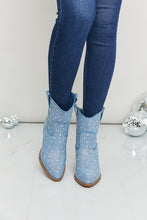 Load image into Gallery viewer, Forever Link Rhinestone Cowboy Booties in Blue Denim
