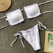 Load image into Gallery viewer, Frill Trim Ruched Bikini Set
