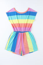 Load image into Gallery viewer, Multicolored Stripe Round Neck Romper

