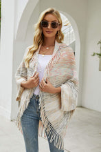 Load image into Gallery viewer, Heathered Open Front Fringed Poncho
