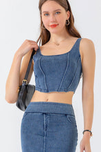 Load image into Gallery viewer, Cropped Denim Tank with Seam Detail
