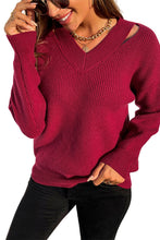 Load image into Gallery viewer, Cutout Shoulder Rib-Knit Sweater
