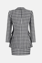 Load image into Gallery viewer, Houndstooth Double-Breasted Blazer and Slit Skirt Set
