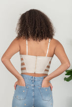 Load image into Gallery viewer, SHOPIRISBASIC Ready to Go Faux Leather Strappy Bustier Crop Top in Oyster
