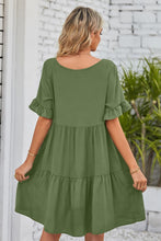Load image into Gallery viewer, V-Neck Flounce Sleeve Tiered Dress
