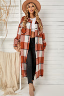 Plaid Duster Coat with Breast Pockets DIBS DUSTER