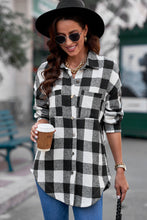 Load image into Gallery viewer, Plaid Curved Hem Dropped Shoulder Longline Shirt Jacket
