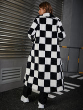 Load image into Gallery viewer, Checkered Single-Breasted Duster Teddy Coat
