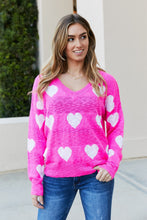 Load image into Gallery viewer, ADORA Heart Print V-Neck Knit Pullover
