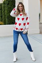 Load image into Gallery viewer, CY Fashion Full Size Heart Pattern Distressed Knit Top
