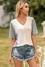 Load image into Gallery viewer, Color Block V Neck Tee
