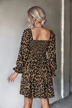 Load image into Gallery viewer, Leopard Smocked Flounce Sleeve Tiered Dress

