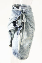 Load image into Gallery viewer, Acid Wash Denim T-Shirt and Side Tie Skirt Set
