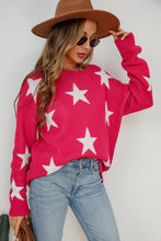 Load image into Gallery viewer, Star Pattern Dropped Shoulder Ribbed Trim Sweater
