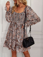 Load image into Gallery viewer, Floral Smocked Ruffle Hem Flounce Sleeve Dress
