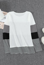 Load image into Gallery viewer, Contrast Striped Print Color Block Top
