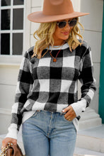 Load image into Gallery viewer, Checkered Ribbed Trim Knit Pullover
