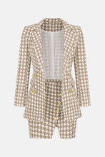 Load image into Gallery viewer, Houndstooth Double-Breasted Blazer and Slit Skirt Set
