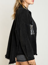 Load image into Gallery viewer, Sequin Detail Long Sleeve Denim Jacket
