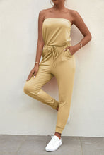 Load image into Gallery viewer, Drawstring Waist Strapless Jogger Jumpsuit
