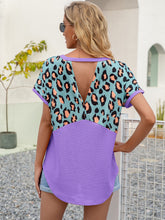 Load image into Gallery viewer, Leopard Waffle-Knit Short Sleeve Top

