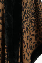 Load image into Gallery viewer, Animal Print Faux Fur Trim Poncho Jacket

