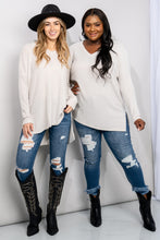 Load image into Gallery viewer, Zenana Full Size Side Slit Drop Shoulder Waffle-Knit Top in Bone
