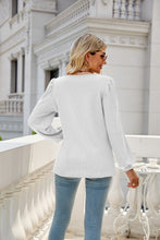 Load image into Gallery viewer, Waffle-Knit Puff Sleeve Square Neck Top
