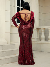 Load image into Gallery viewer, Plus Size Sequin Ruched Tie-Back Split Dress
