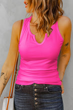Load image into Gallery viewer, Notched Neck Ribbed Tank Top
