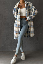 Load image into Gallery viewer, Plaid Button-Up Brushed Longline Collared Coat
