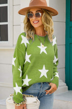 Load image into Gallery viewer, Star Pattern Dropped Shoulder Ribbed Trim Sweater
