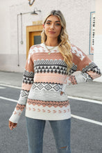 Load image into Gallery viewer, Geometric Dropped Shoulder Round Neck Sweater
