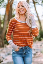 Load image into Gallery viewer, Striped Round Neck Rib-Knit Top
