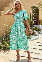 Load image into Gallery viewer, Floral One-Shoulder Smocked Midi Dress
