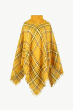 Load image into Gallery viewer, Plaid Turtleneck Fringe Detail Poncho
