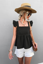 Load image into Gallery viewer, Flutter Sleeve Square Neck Peplum Top
