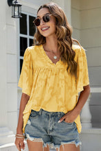 Load image into Gallery viewer, Applique Frill Trim Flutter Sleeve Blouse
