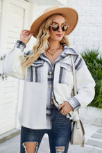 Load image into Gallery viewer, Plaid Button Front Spliced Sherpa Shacket
