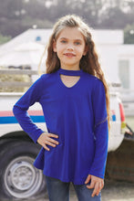 Load image into Gallery viewer, Girls Cutout Mock Neck Zip-Back Top
