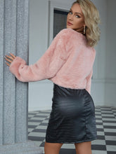 Load image into Gallery viewer, Round Neck Cropped Teddy Jacket
