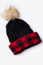 Load image into Gallery viewer, Plaid Pom-Pom Knit Beanie
