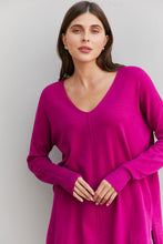 Load image into Gallery viewer, Zenana Sweater Weather Full Size Center Seam Tunic Sweater in Magenta
