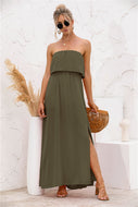 Strapless Leg Split Maxi Dress